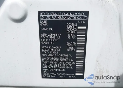 2017 Nissan Rogue Sv из США, поврежденный, VIN KNMAT2MTXHP512444